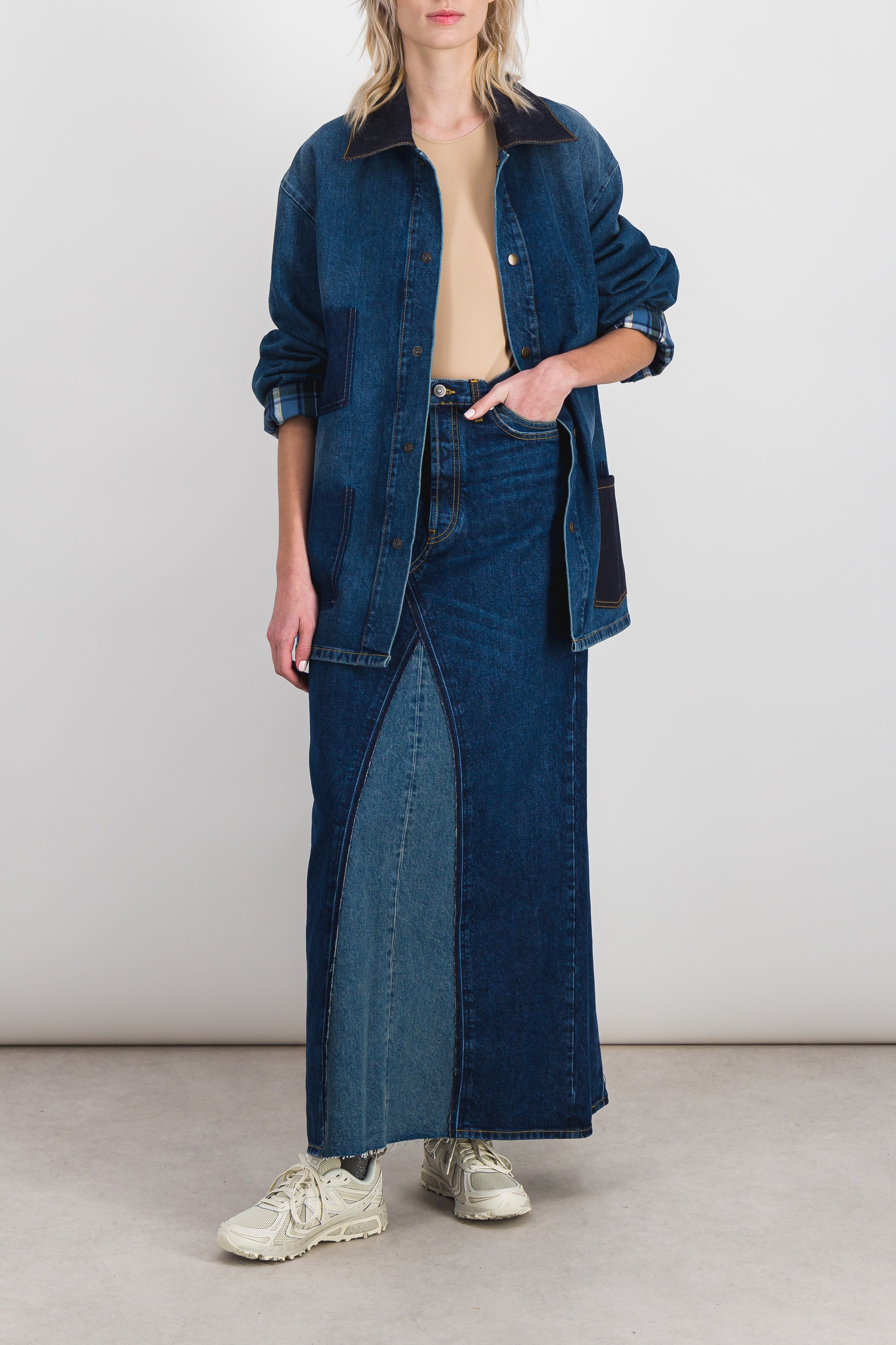 Maison Margiela – Combo denim maxi jeans skirt – Renaisa