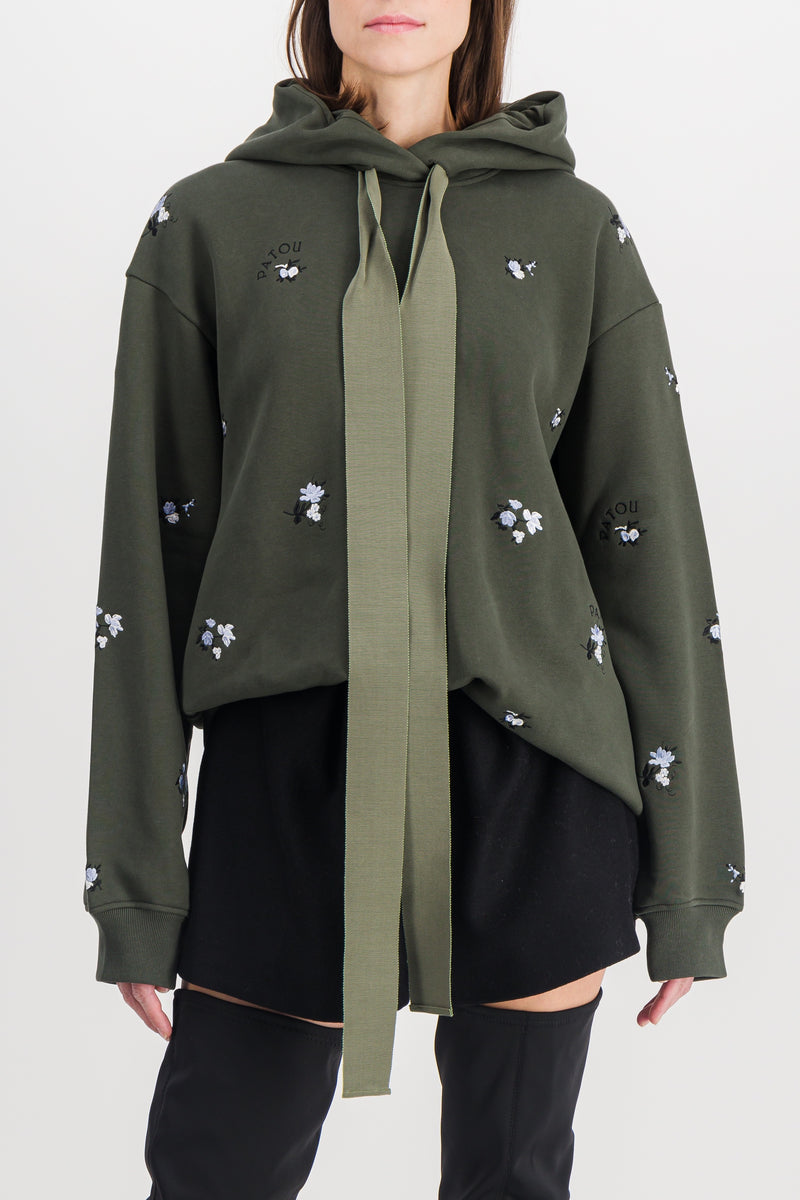 Patou - Flower embroidered oversized hoodie