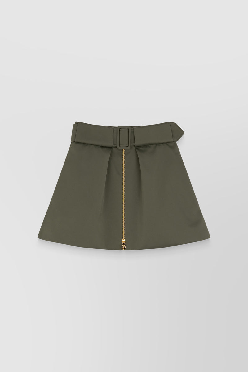 Patou - Zipped biker mini skirt with belt