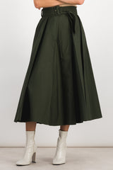 Pleated canvas maxi skirt
