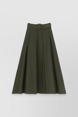 Pleated canvas maxi skirt