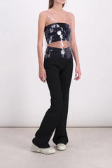 Black slide flared pants