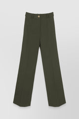 Low waist flared canvas pants