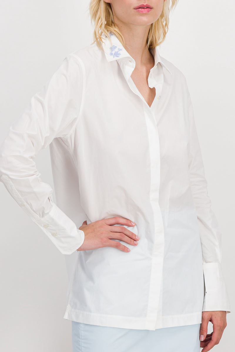 Patou - Classic shirt with flower embroidered collar