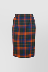 Red check pencil skirt