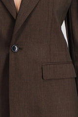 Brown v-neck tailored blazer