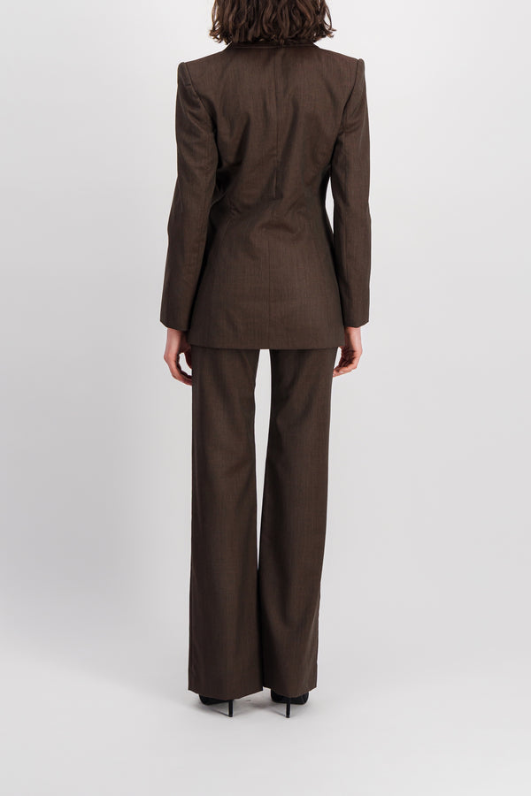 Brown wide leg tailored pants