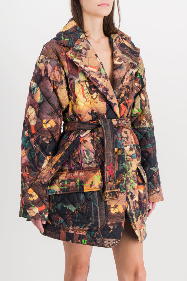 Wittgenstein printed quilted blazer with belt