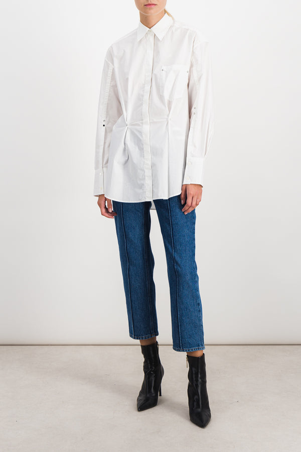 Cropped chain link slim fit jeans