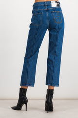 Cropped chain link slim fit jeans