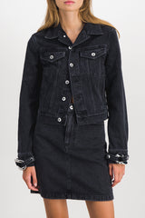 Chain link trucker denim jacket