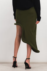 Bumper asymmetric midi skirt