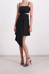 Twisted cut-out asymmetric midi dress