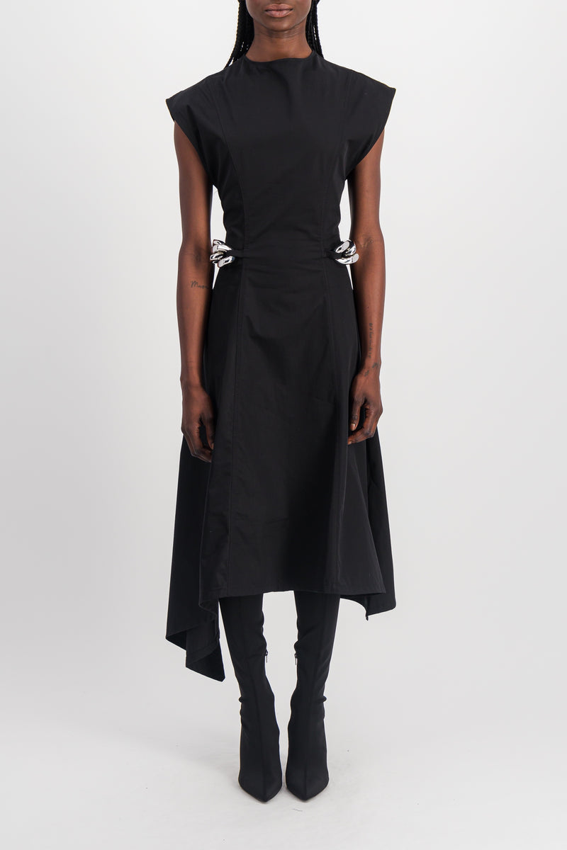 JW Anderson - Silver chain link cap sleeve midi dress