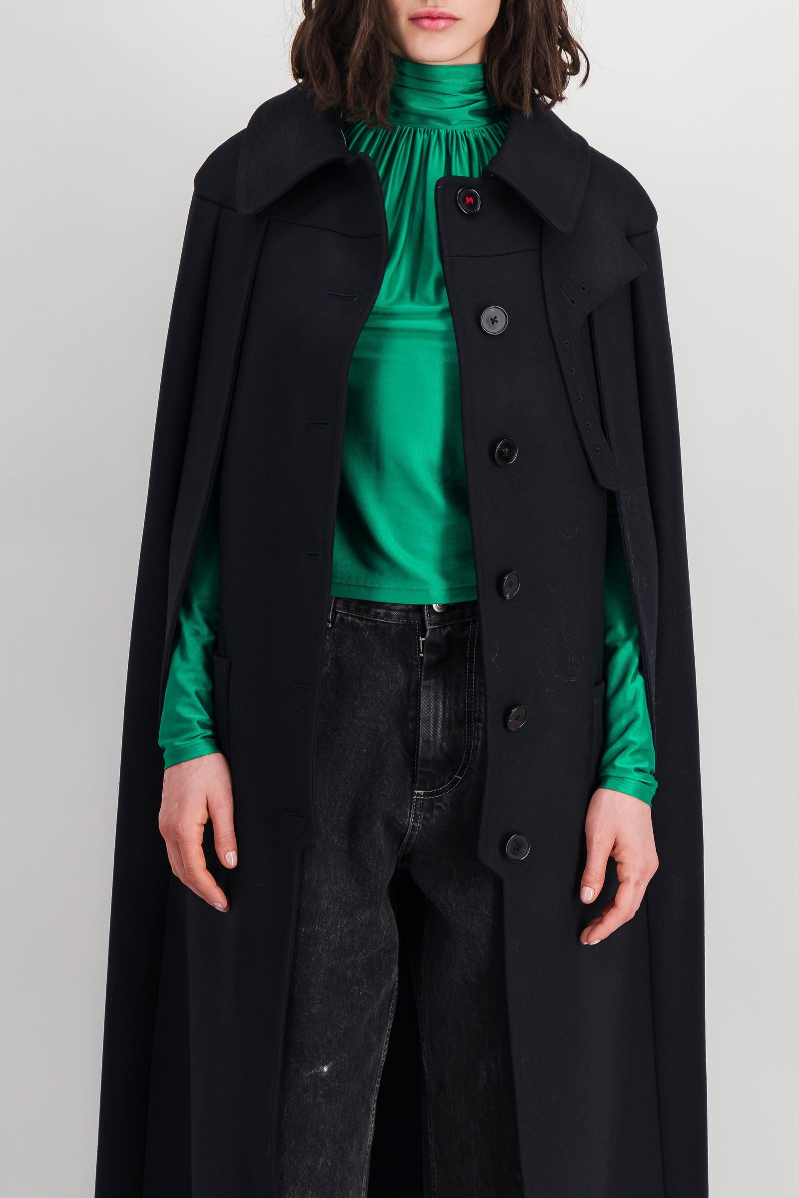 Maison Margiela – Long wool cape coat – Renaisa