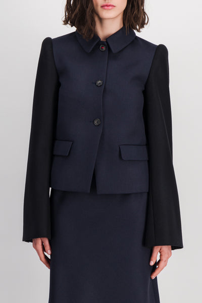 Wide sleeve bi-coloured fitted jacket