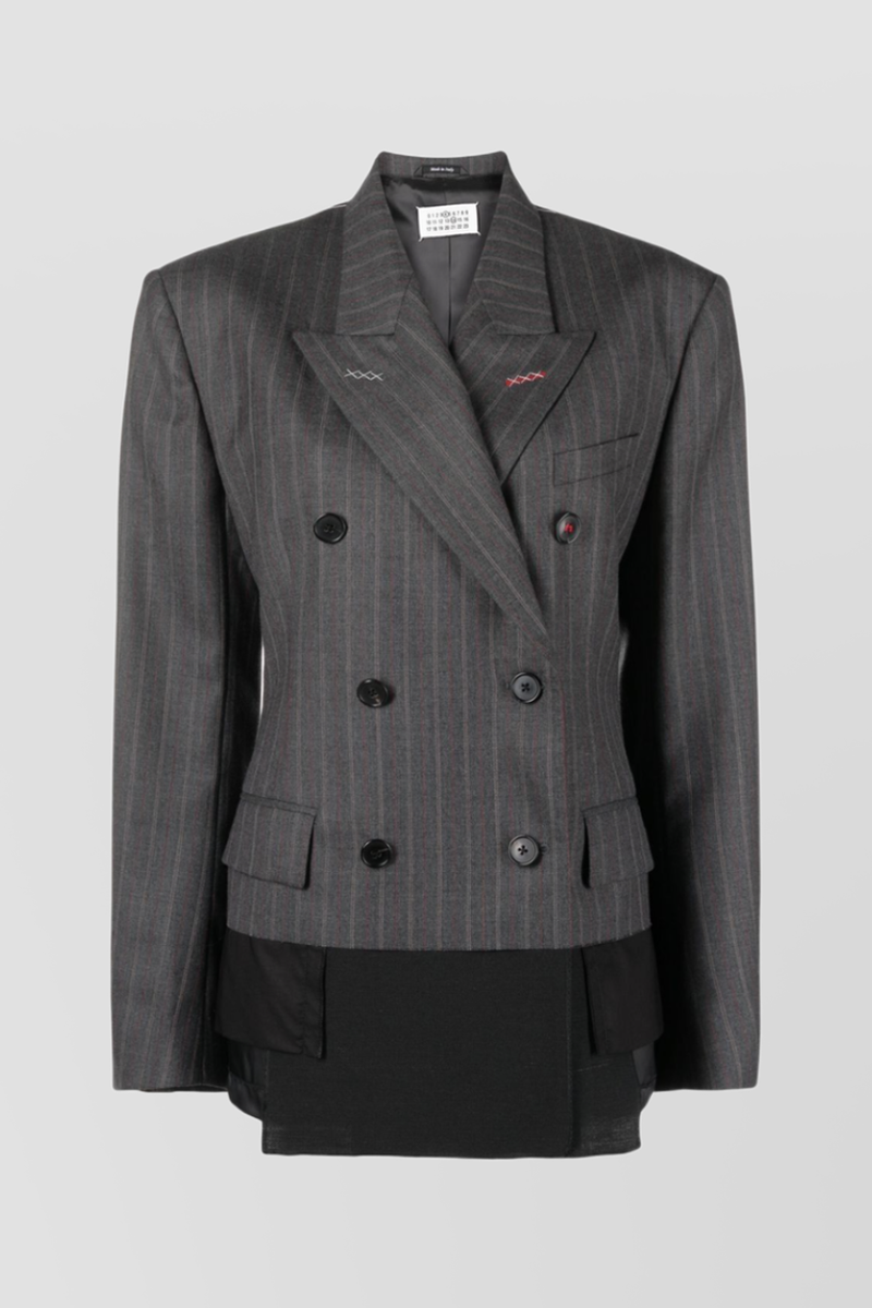 Maison Margiela - Double breasted wool satin icons blazer