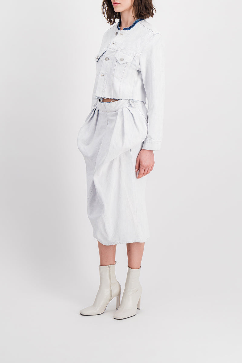Maison Margiela - Draped white denim pencil skirt