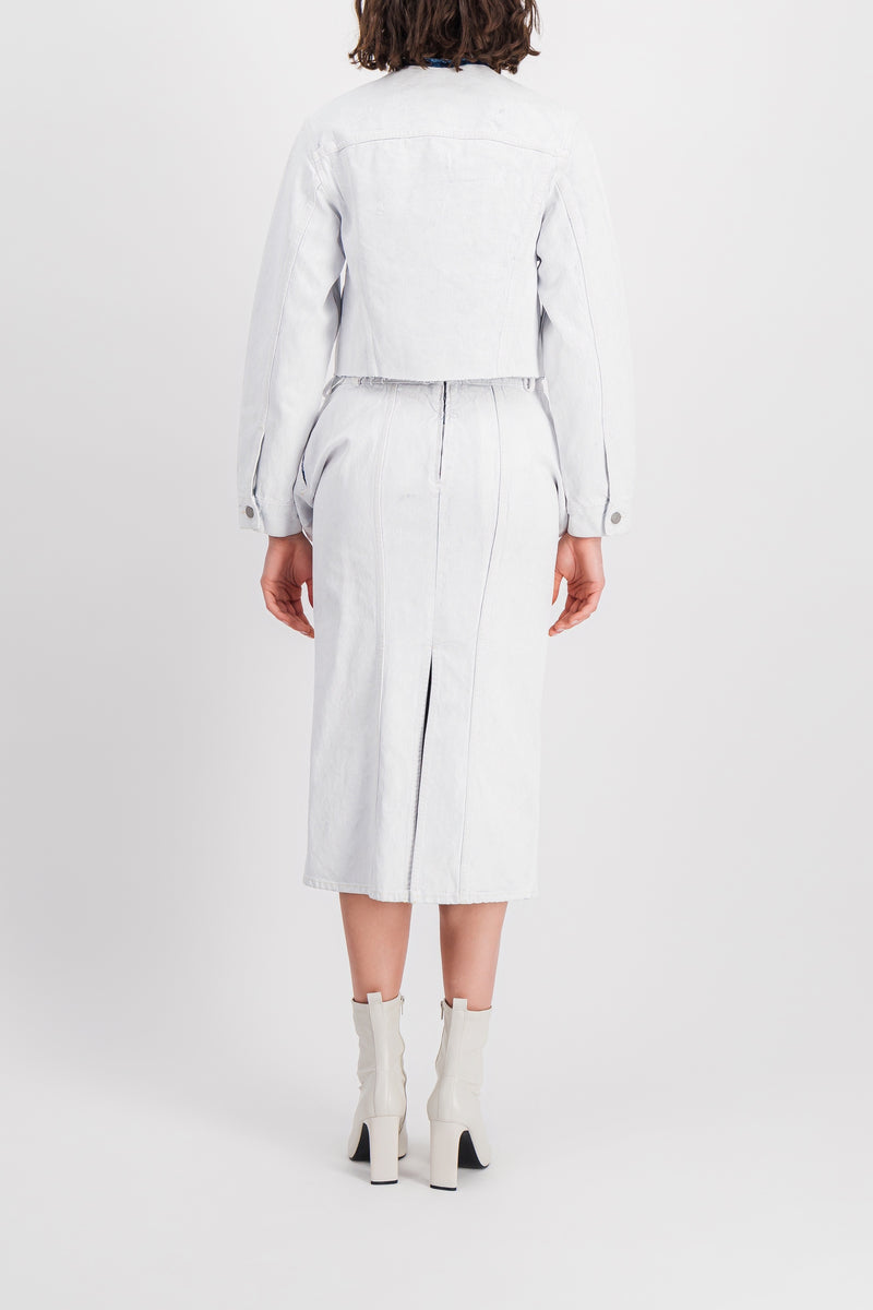 Maison Margiela - Draped white denim pencil skirt