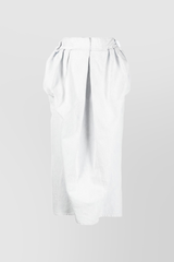 Draped white denim pencil skirt