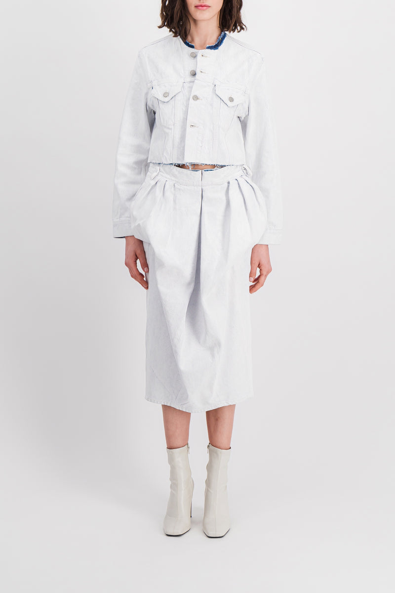 Maison Margiela - Cropped white denim jacket