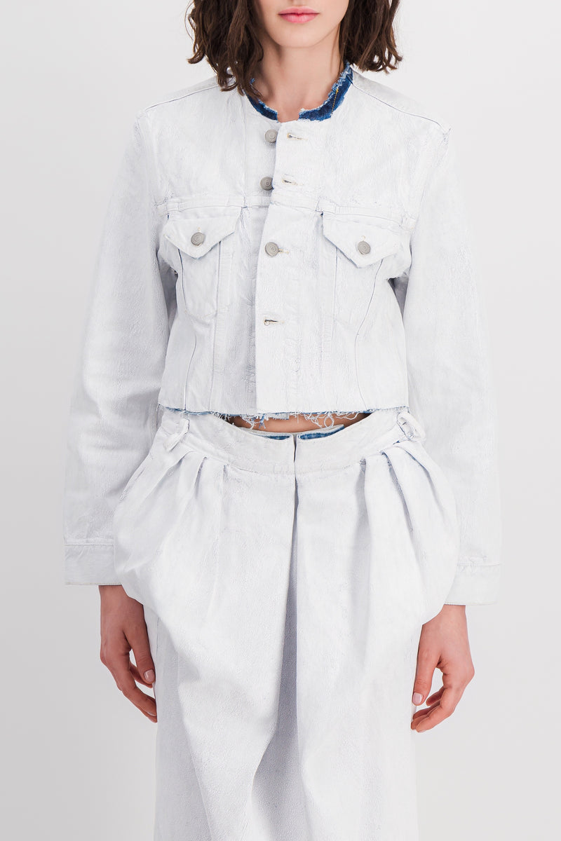 Maison Margiela - Cropped white denim jacket