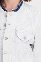 Cropped white denim jacket