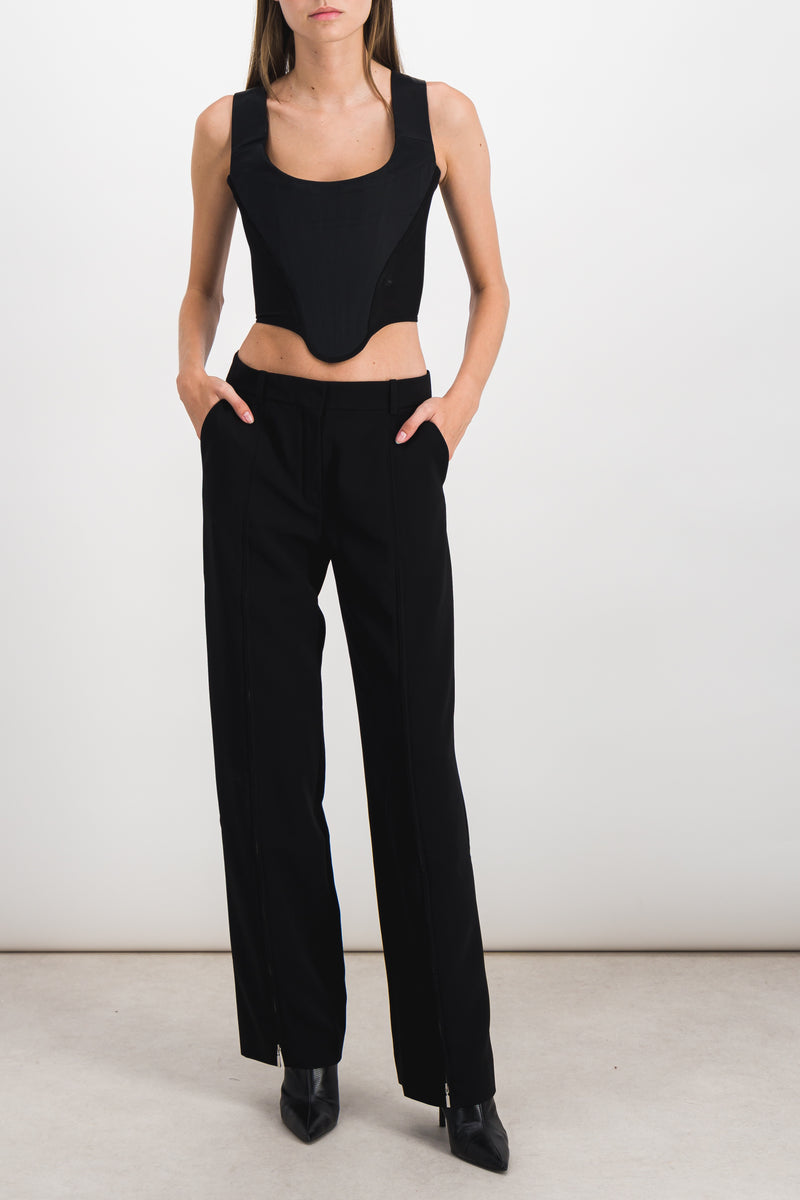 Nina Ricci - Zipped wide leg pants in recycled gabardine