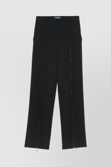 Zipped wide leg pants in recycled gabardine