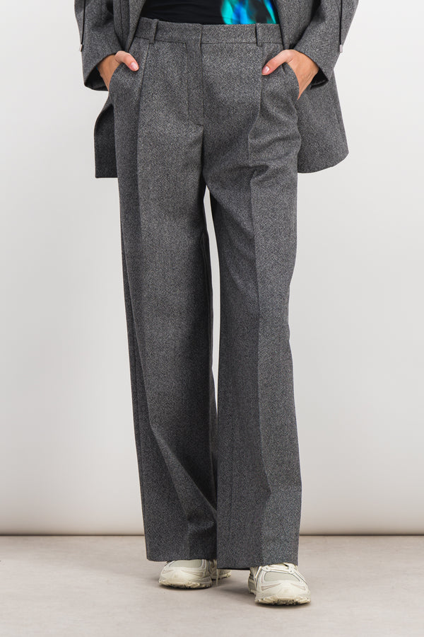 Wide leg speckled wool pants