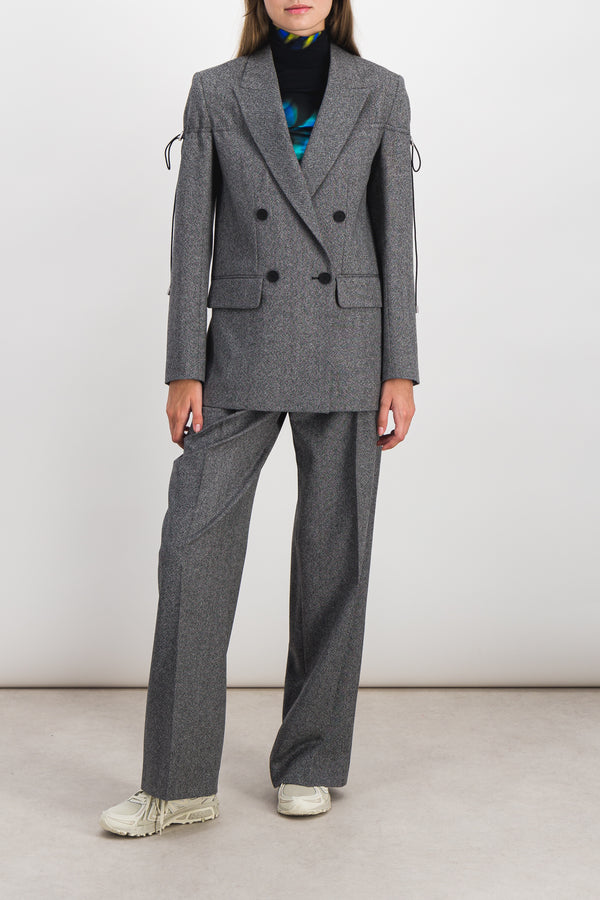 Drawstring speckled wool tailoring blazer