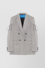 Drawstring speckled wool tailoring blazer