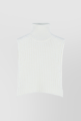 Sleeveless cropped ribbed wool sweater