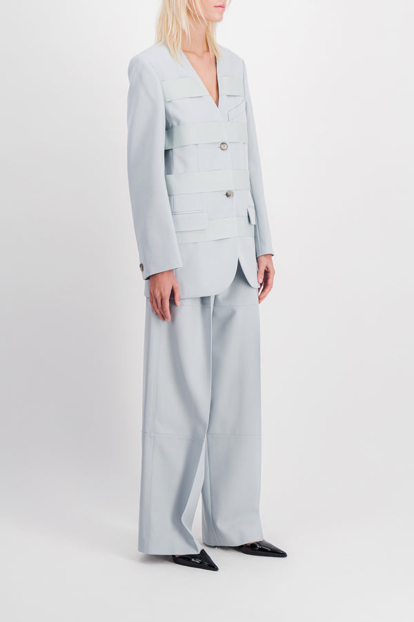 Grey wide leg wool pants