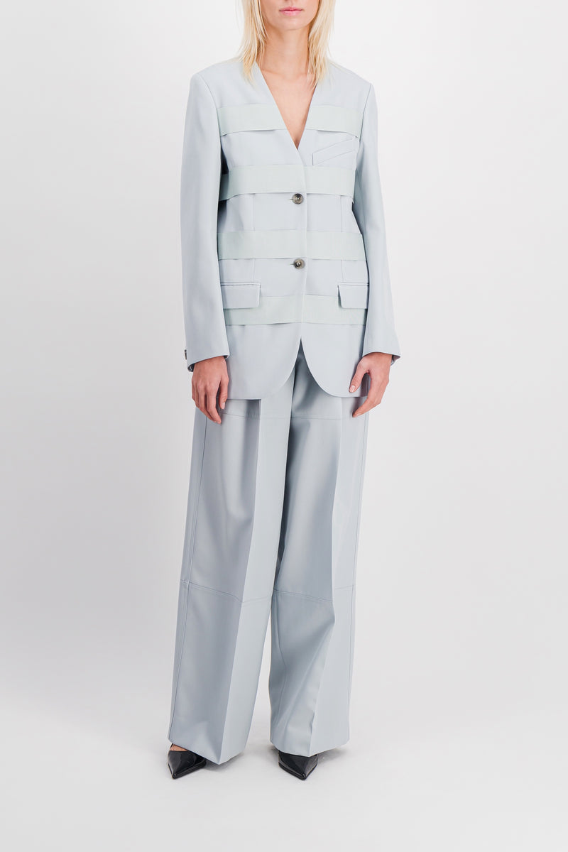 Nina Ricci - Wool gabardine blazer with gros grain stripes