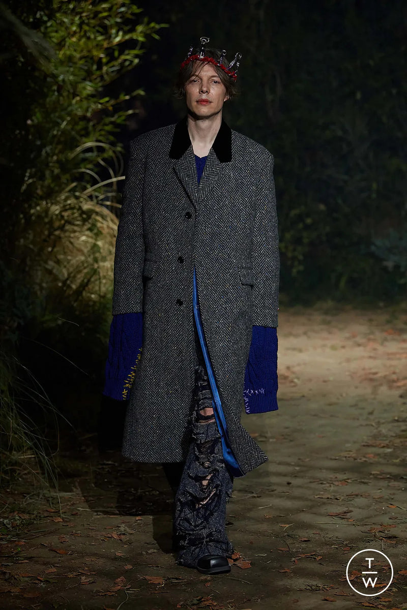 Marni - Wool straight coat with velvet collar