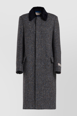 Wool straight coat with velvet collar
