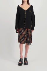 Asymmetric a-line check skirt