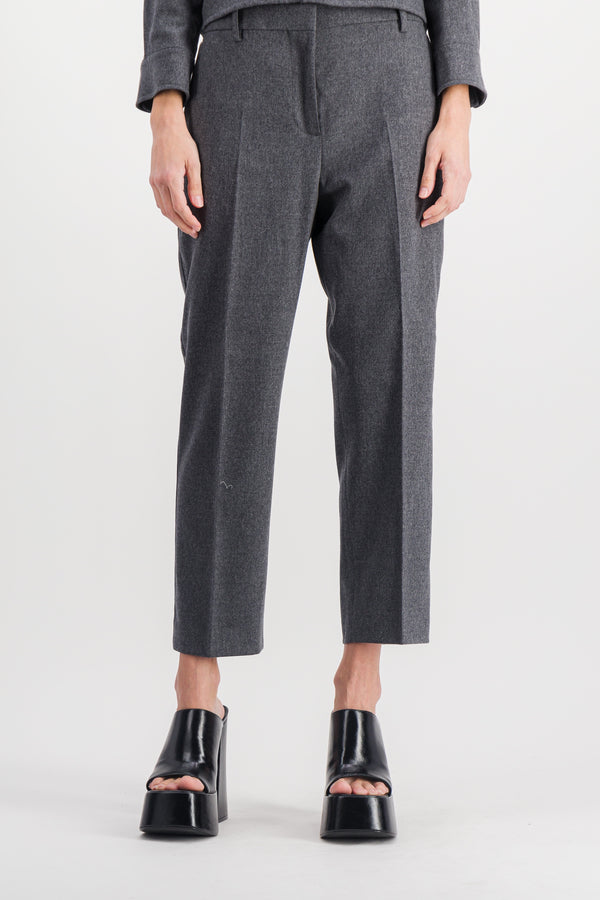 Cropped straight cigarette line pants