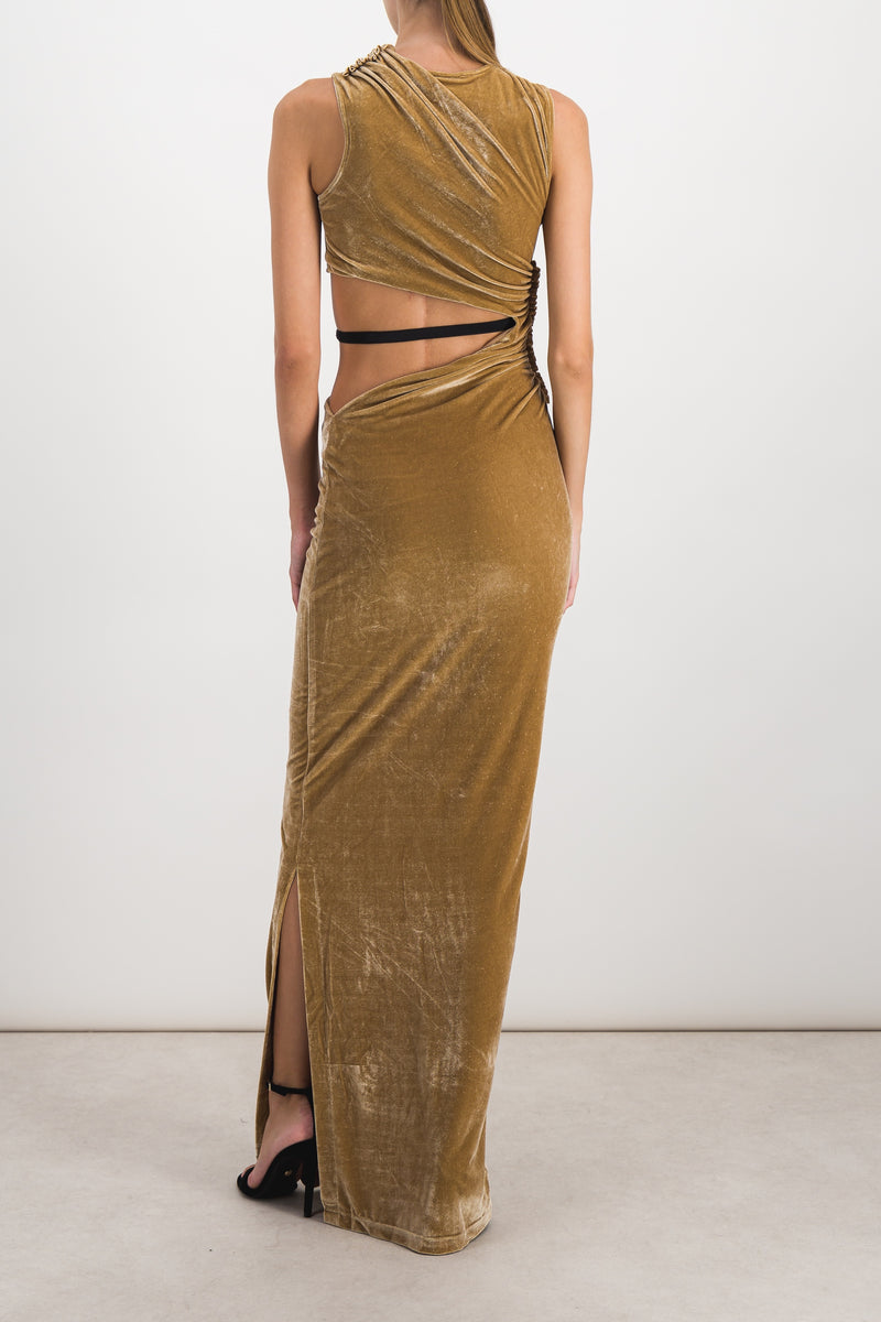 Atlein - Cut out draped velvet maxi dress