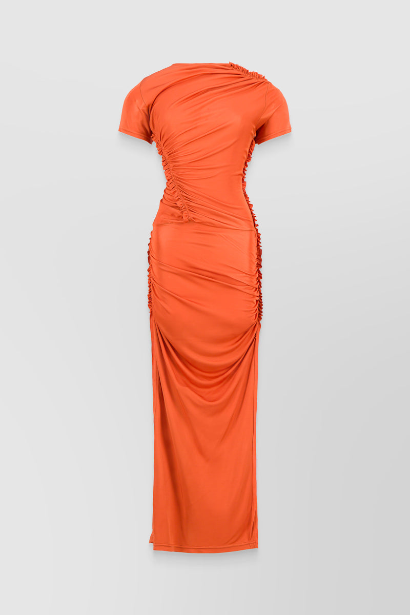 Atlein - Twisted and draped shiny maxi dress