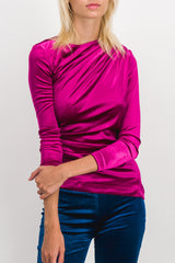 Draped bodycon long sleeve velvet top