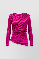 Draped bodycon long sleeve velvet top