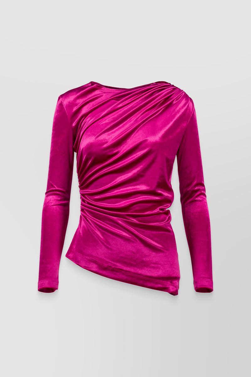 Atlein - Draped bodycon long sleeve velvet top