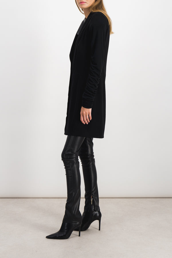 Grain de poudre long veste with crêpe de chine draped sleeves