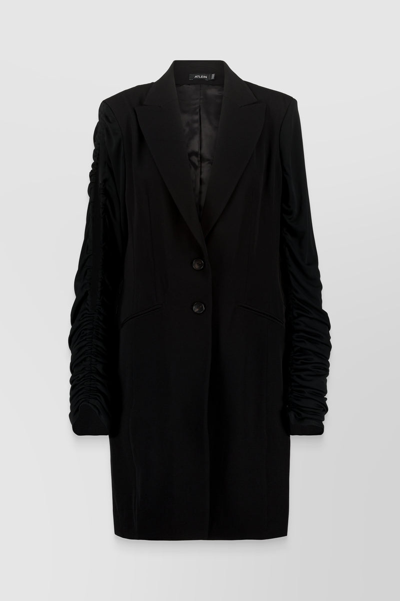 Atlein - Grain de poudre long veste with crêpe de chine draped sleeves