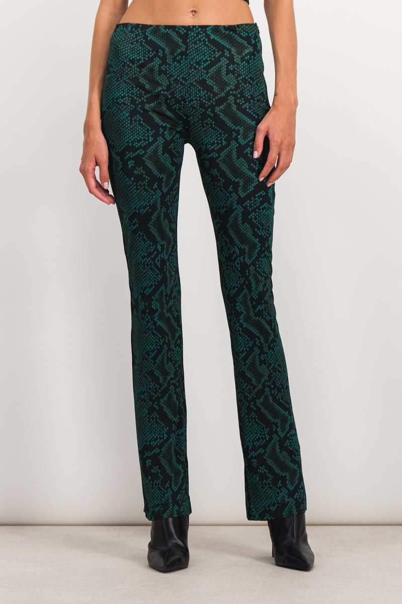Atlein - Green snake print slim straight leg pants