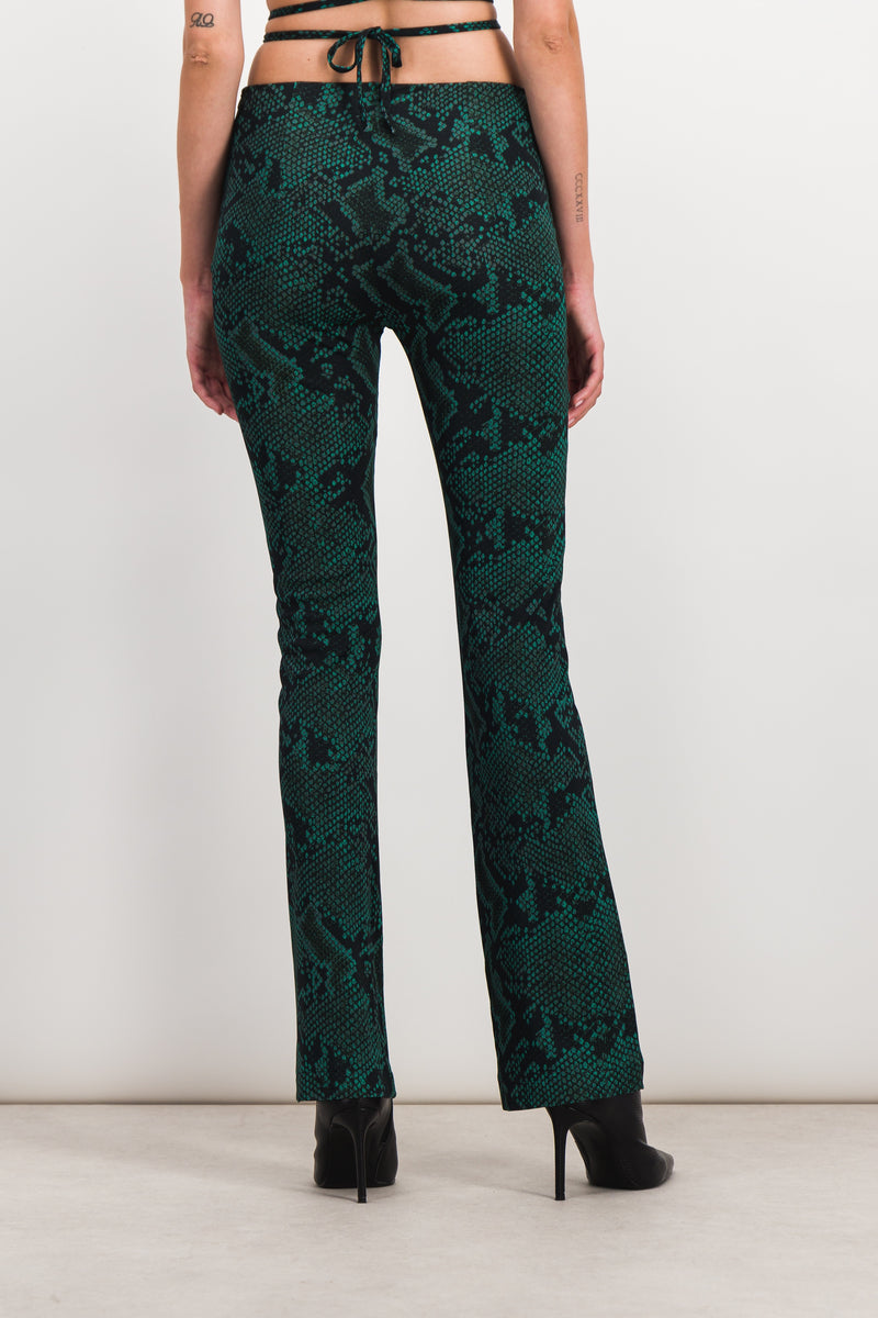 Atlein - Green snake print slim straight leg pants