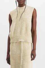 Sleeveless potato bag boucle sweater