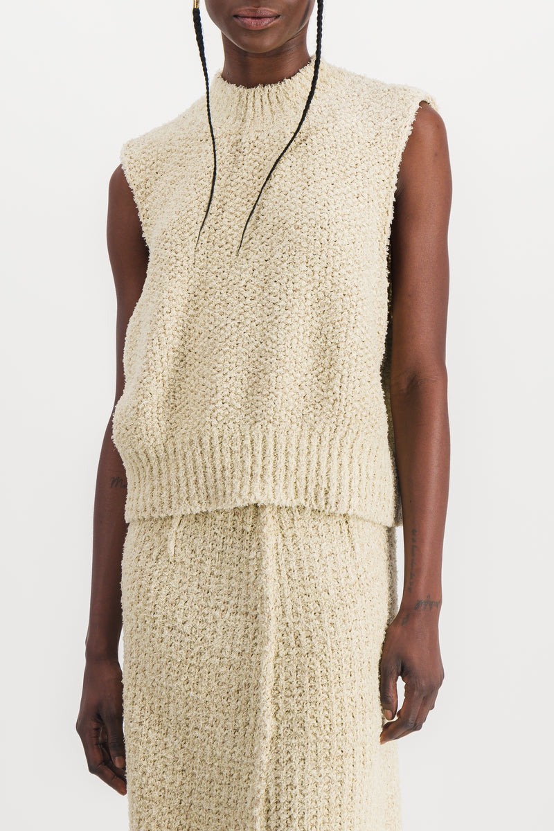 Maison Margiela - Sleeveless potato bag boucle sweater